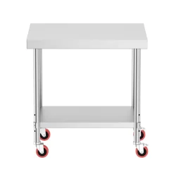 Arbeitstisch Edelstahl mit Rollen 90 x 60 cm silber | GONSER.CH