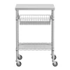 Arbeitstisch Edelstahl mit Rollen und Ablagen 61 x 51 cm silber