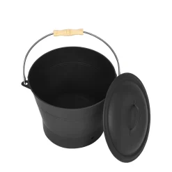 Ascheeimer mit Deckel und Kehrset 8L