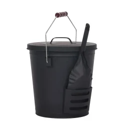 Ascheeimer mit Deckel und Schaufel 19L