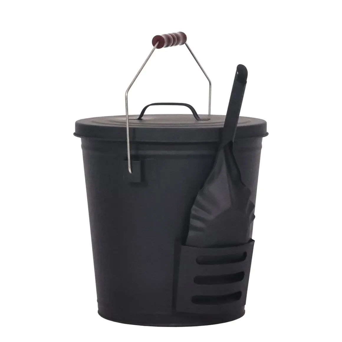 Ascheeimer mit Deckel und Schaufel 19L