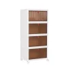 Aufbewahrungsbox faltbar mit Rollen 6er Set weiss/braun