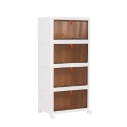 Aufbewahrungsbox faltbar mit Rollen 6er Set weiss/braun