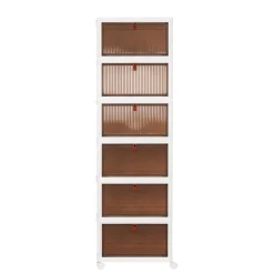 Aufbewahrungsbox faltbar mit Rollen 6er Set weiss/braun