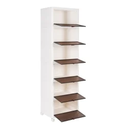 Aufbewahrungsbox faltbar mit Rollen 6er Set weiss/braun