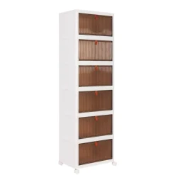 Aufbewahrungsbox faltbar mit Rollen 6er Set weiss/braun