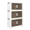 Aufbewahrungsbox faltbar mit Rollen 3er Set weiss/braun