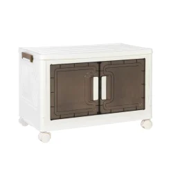 Aufbewahrungsbox faltbar mit Rollen 3er Set weiss/braun