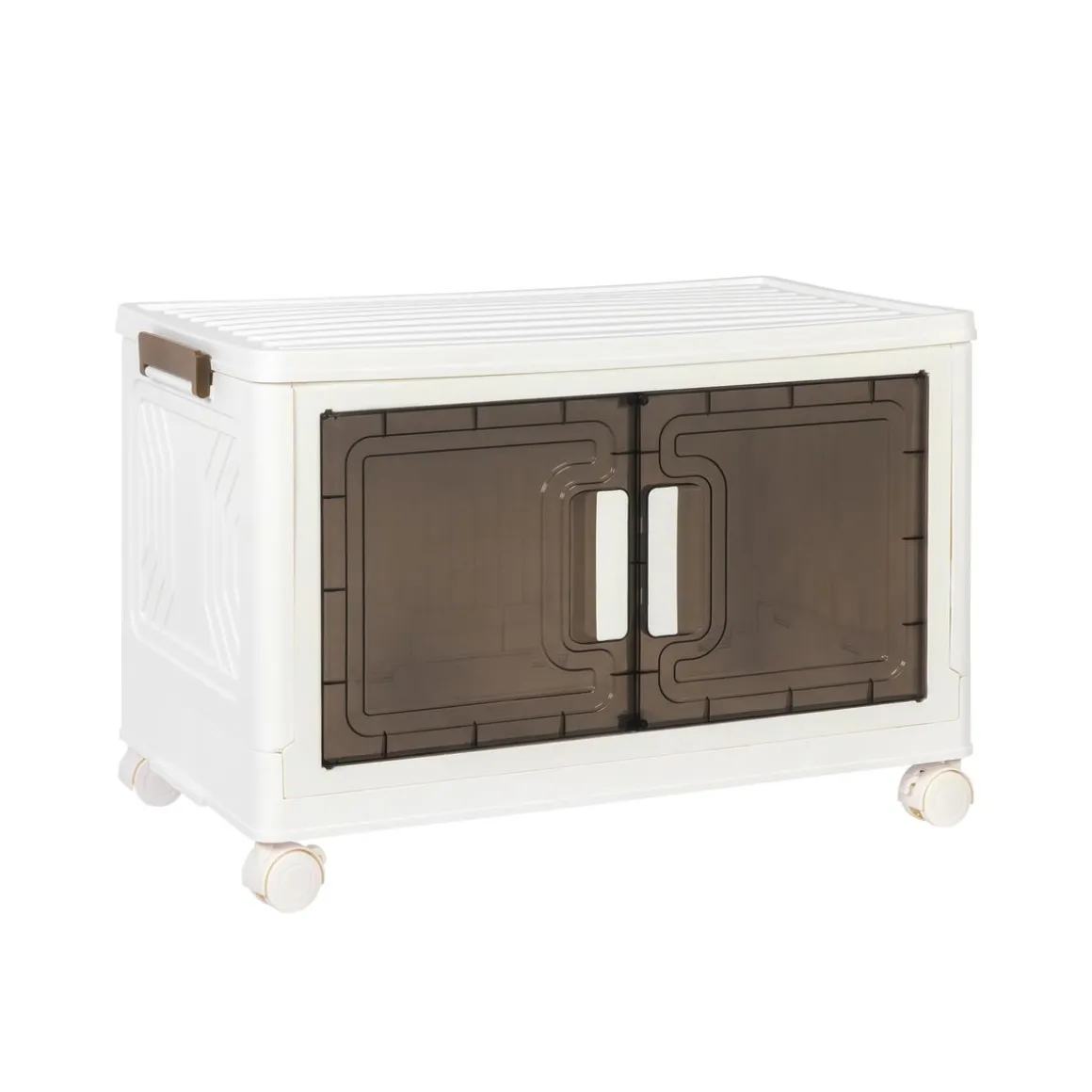 Aufbewahrungsbox faltbar mit Rollen 3er Set weiss/braun