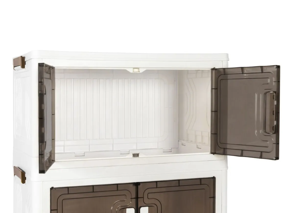 Aufbewahrungsbox faltbar mit Rollen 3er Set weiss/braun