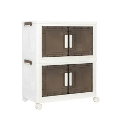 Aufbewahrungsbox faltbar mit Rollen 3er Set weiss/braun