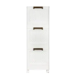 Aufbewahrungsbox faltbar mit Rollen 3er Set weiss/braun