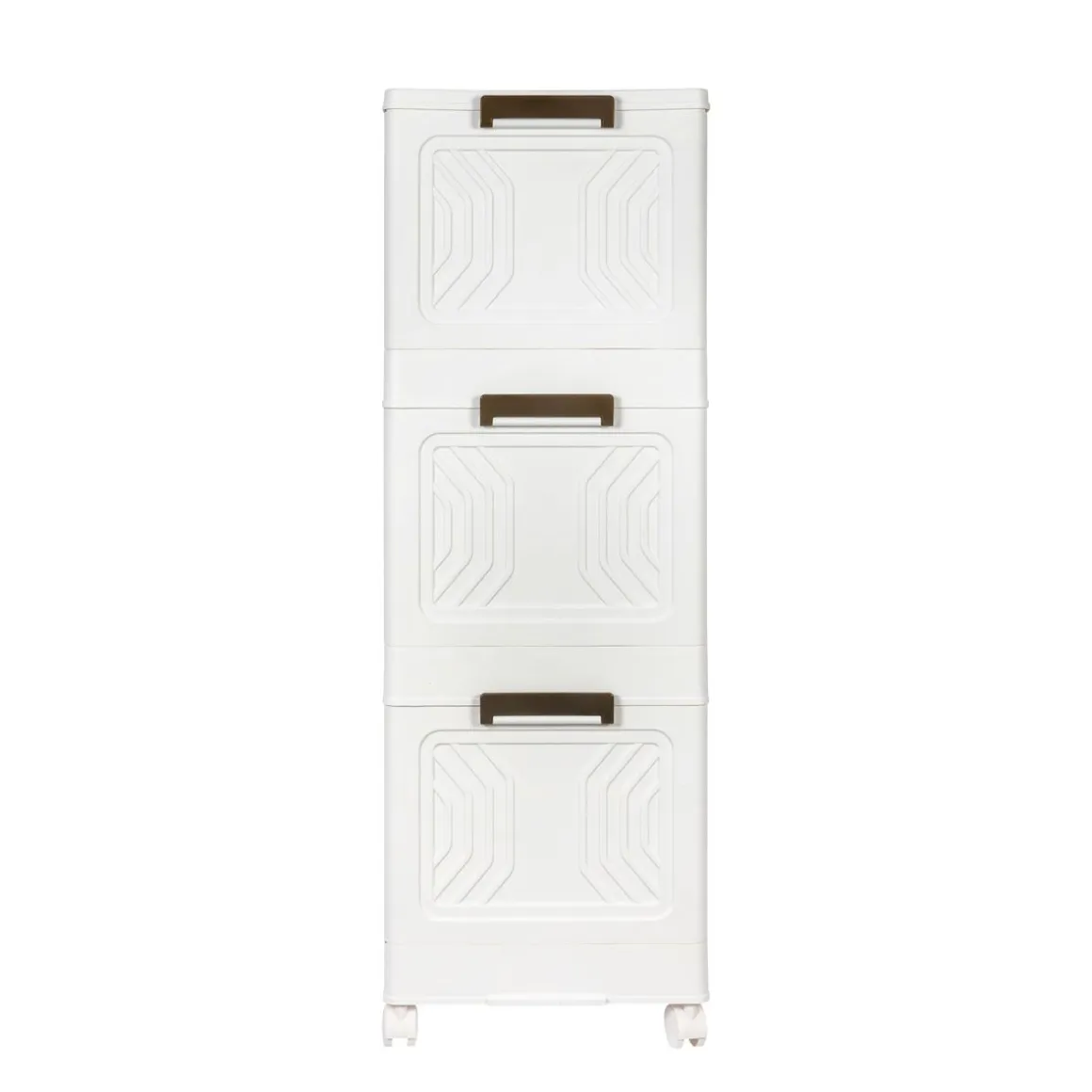 Aufbewahrungsbox faltbar mit Rollen 3er Set weiss/braun