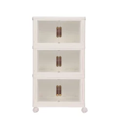 Aufbewahrungsbox faltbar mit Rollen 3er Set beige