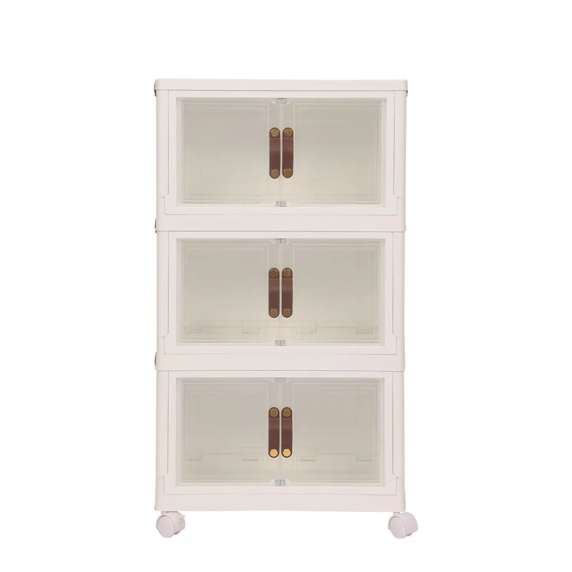 Aufbewahrungsbox faltbar mit Rollen 3er Set beige