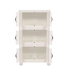 Aufbewahrungsbox faltbar mit Rollen 3er Set beige