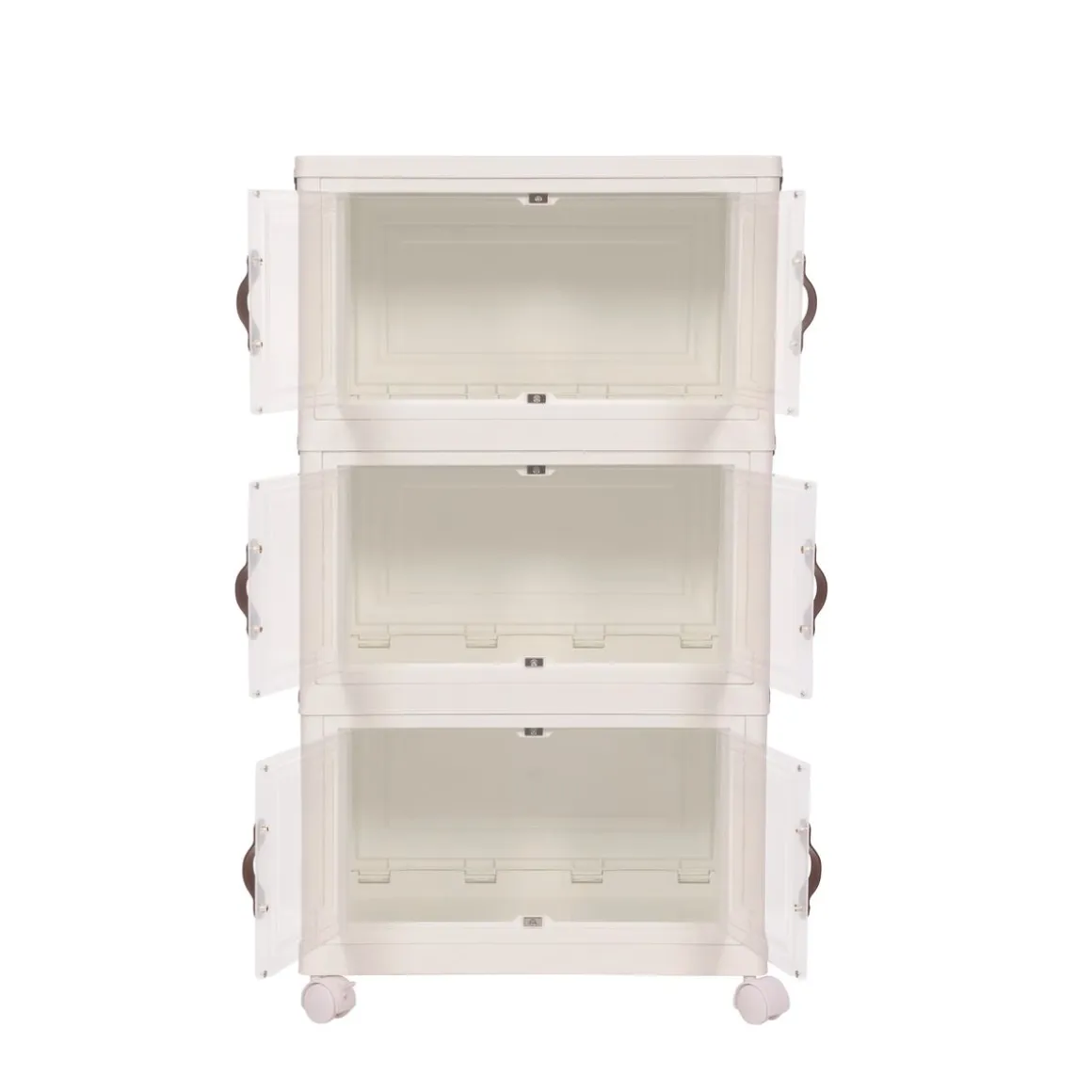 Aufbewahrungsbox faltbar mit Rollen 3er Set beige