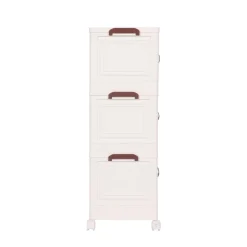 Aufbewahrungsbox faltbar mit Rollen 3er Set beige