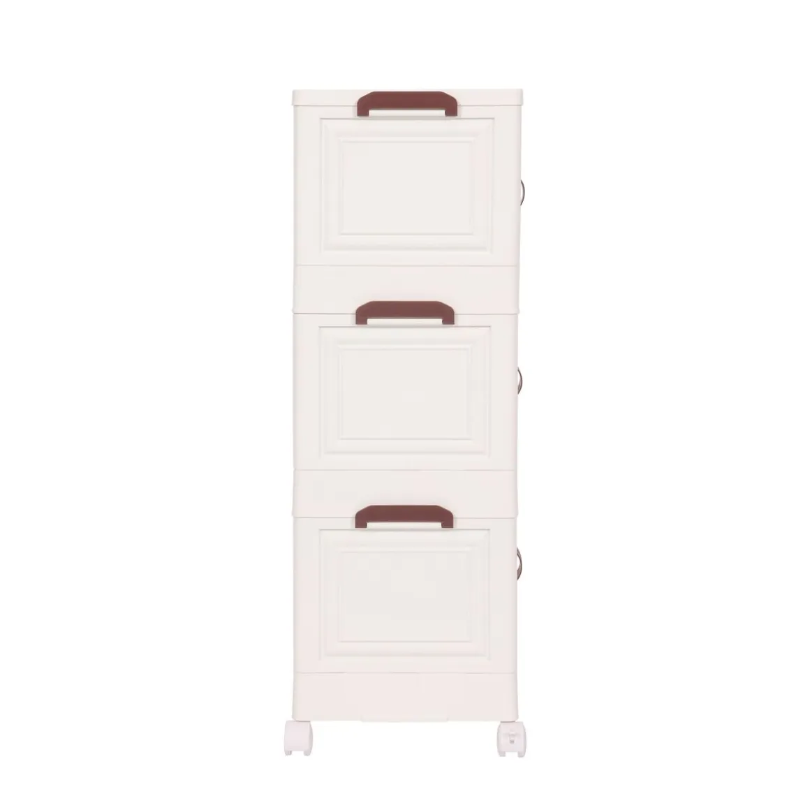 Aufbewahrungsbox faltbar mit Rollen 3er Set beige