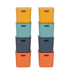 Aufbewahrungsbox mit Deckel Set 26 x 18 x 16 cm 8-teilig bunt