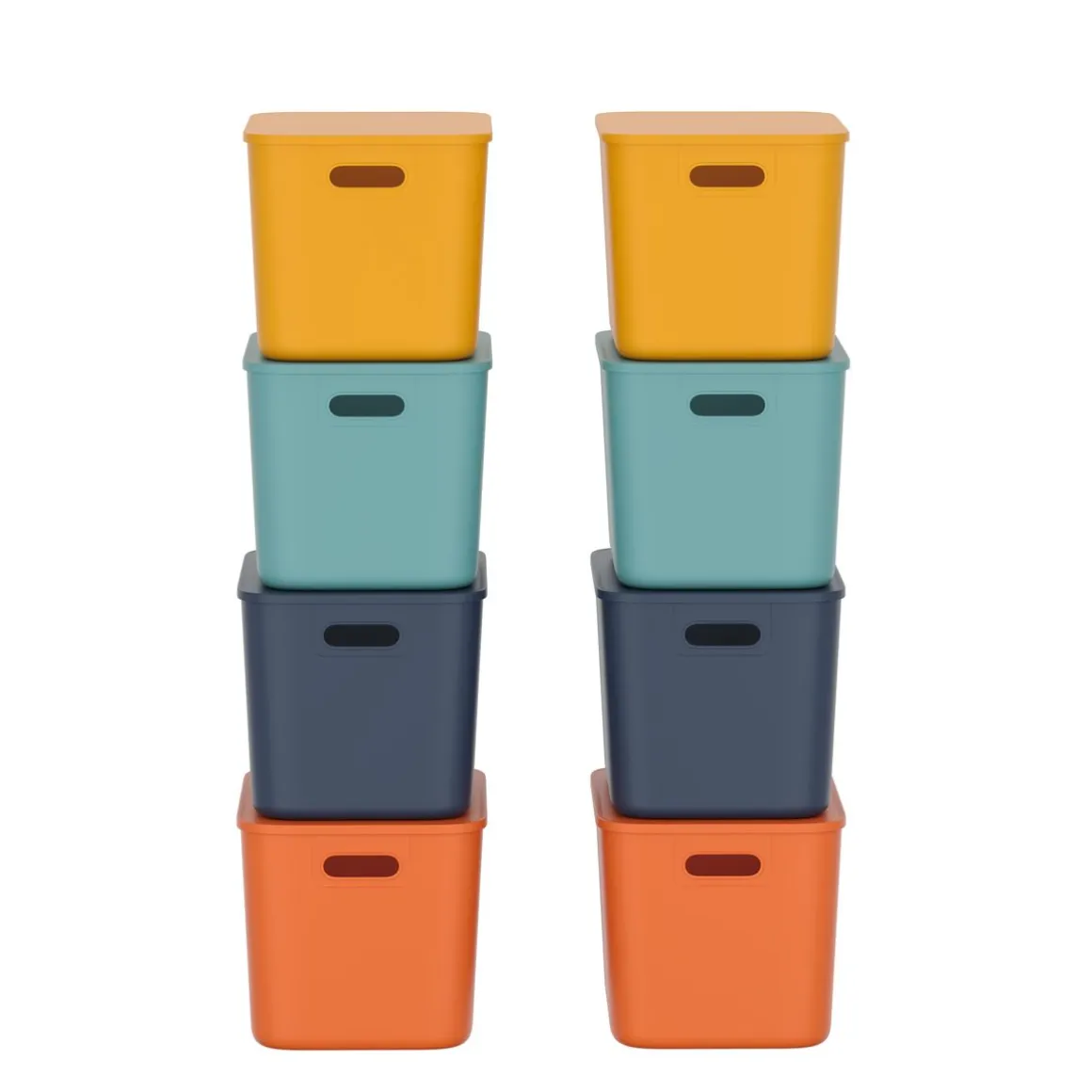 Aufbewahrungsbox mit Deckel Set 26 x 18 x 16 cm 8-teilig bunt