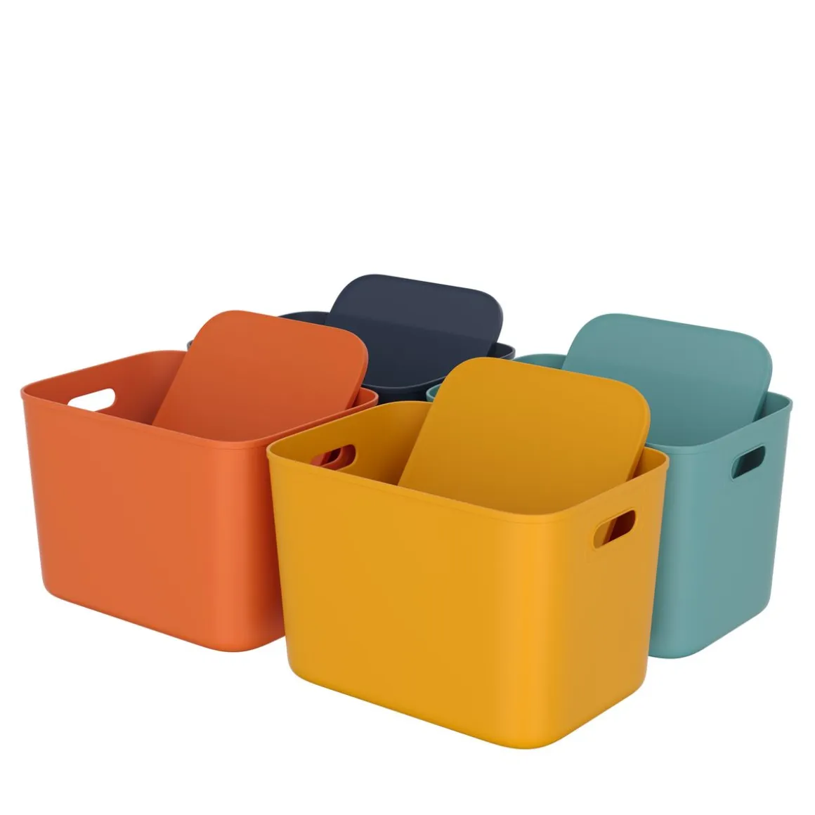 Aufbewahrungsbox mit Deckel Set 26 x 18 x 16 cm 8-teilig bunt