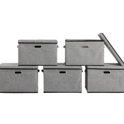 Aufbewahrungsbox mit Deckel BERTA 43 x 30 x 30 cm 5er Set grau