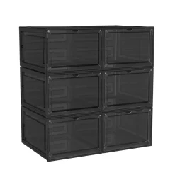 Aufbewahrungsbox 34 x 27 x 19 cm 6er Set transparent/schwarz