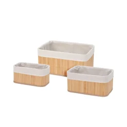 Aufbewahrungskorb Bambus Set 3-teilig natur/beige