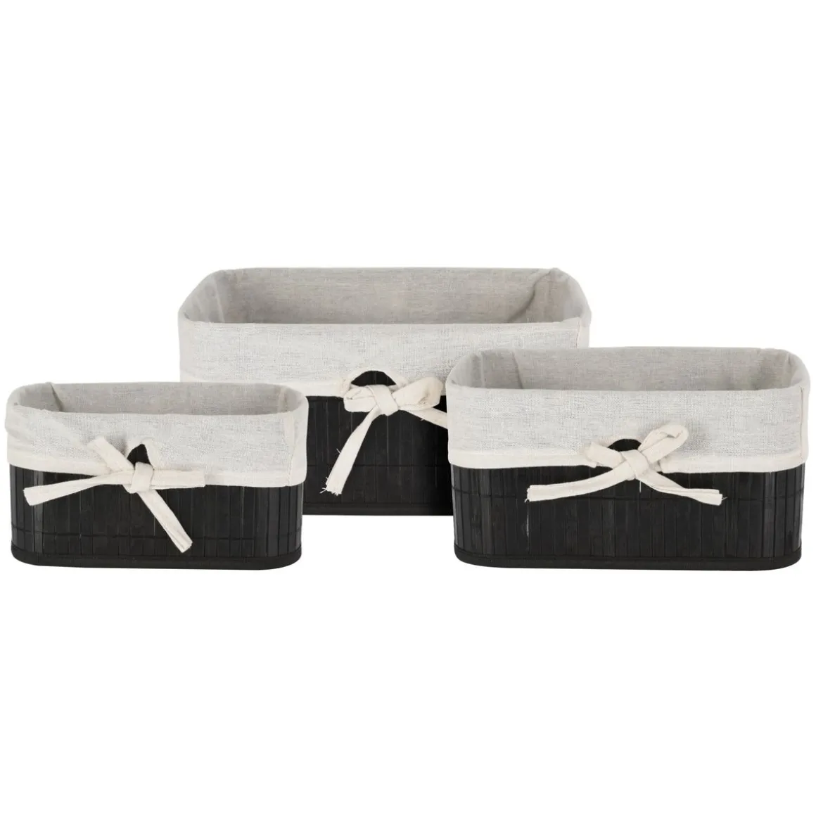 Aufbewahrungskorb Bambus Set 3-teilig schwarz/natur