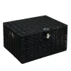 Aufbewahrungskorb mit Deckel RHINE 36 x 19 x 28 cm 2er Set schwarz
