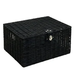 Aufbewahrungskorb mit Deckel RHINE 36 x 19 x 28 cm 2er Set schwarz