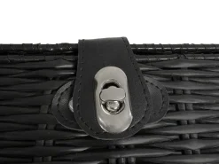 Aufbewahrungskorb mit Deckel RHINE 36 x 19 x 28 cm 2er Set schwarz