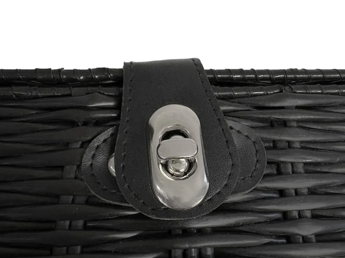 Aufbewahrungskorb mit Deckel RHINE 36 x 19 x 28 cm 2er Set schwarz