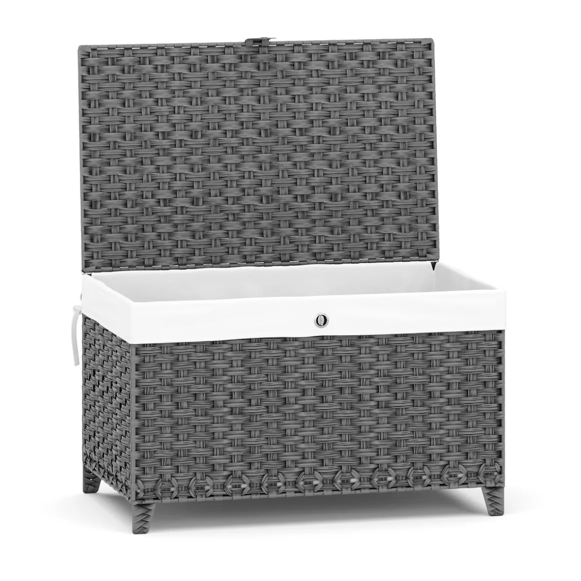 Aufbewahrungskorb Rattan mit Deckel 160L grau