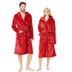 Bademantel mit Kapuze unisex Grösse M rot