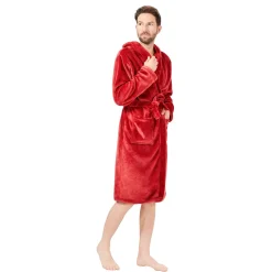 Bademantel mit Kapuze unisex Grösse M rot