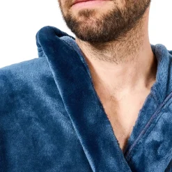 Bademantel mit Kapuze unisex Grösse XL blau