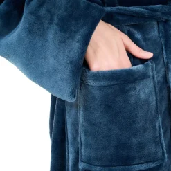 Bademantel mit Kapuze unisex Grösse XL blau