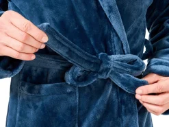 Bademantel mit Kapuze unisex Grösse XL blau
