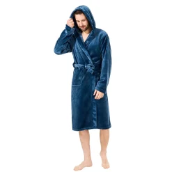 Bademantel mit Kapuze unisex Grösse XL blau