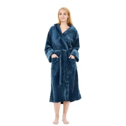 Bademantel mit Kapuze unisex Grösse XL blau