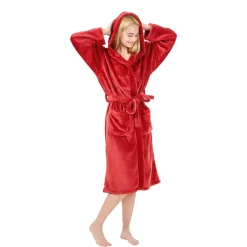 Bademantel mit Kapuze unisex Grösse S rot
