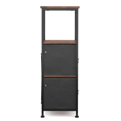 Badezimmerregal mit 2 Stoffschubladen 30 x 86 cm braun/schwarz