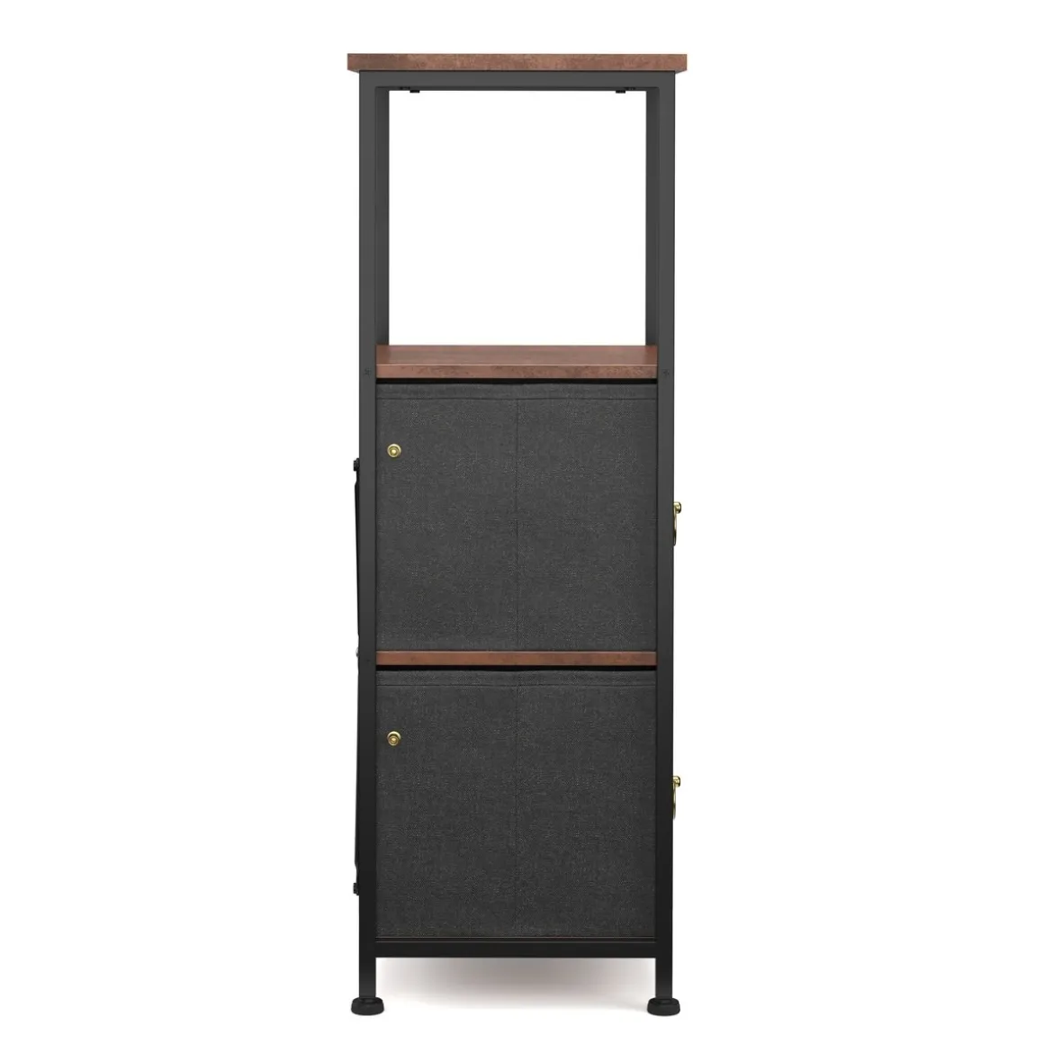 Badezimmerregal mit 2 Stoffschubladen 30 x 86 cm braun/schwarz