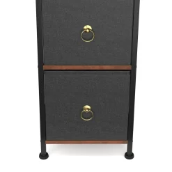 Badezimmerregal mit 2 Stoffschubladen 30 x 86 cm braun/schwarz