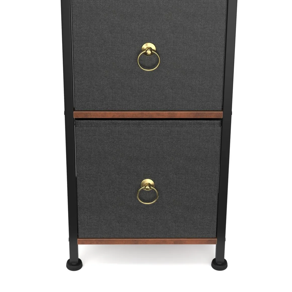 Badezimmerregal mit 2 Stoffschubladen 30 x 86 cm braun/schwarz