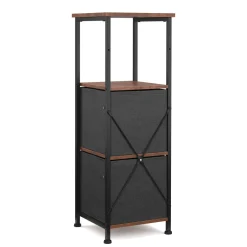 Badezimmerregal mit 2 Stoffschubladen 30 x 86 cm braun/schwarz
