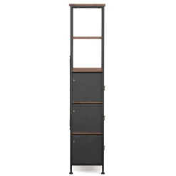 Badezimmerregal mit 3 Stoffschubladen 30 x 141 cm braun/schwarz