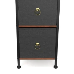 Badezimmerregal mit 3 Stoffschubladen 30 x 141 cm braun/schwarz
